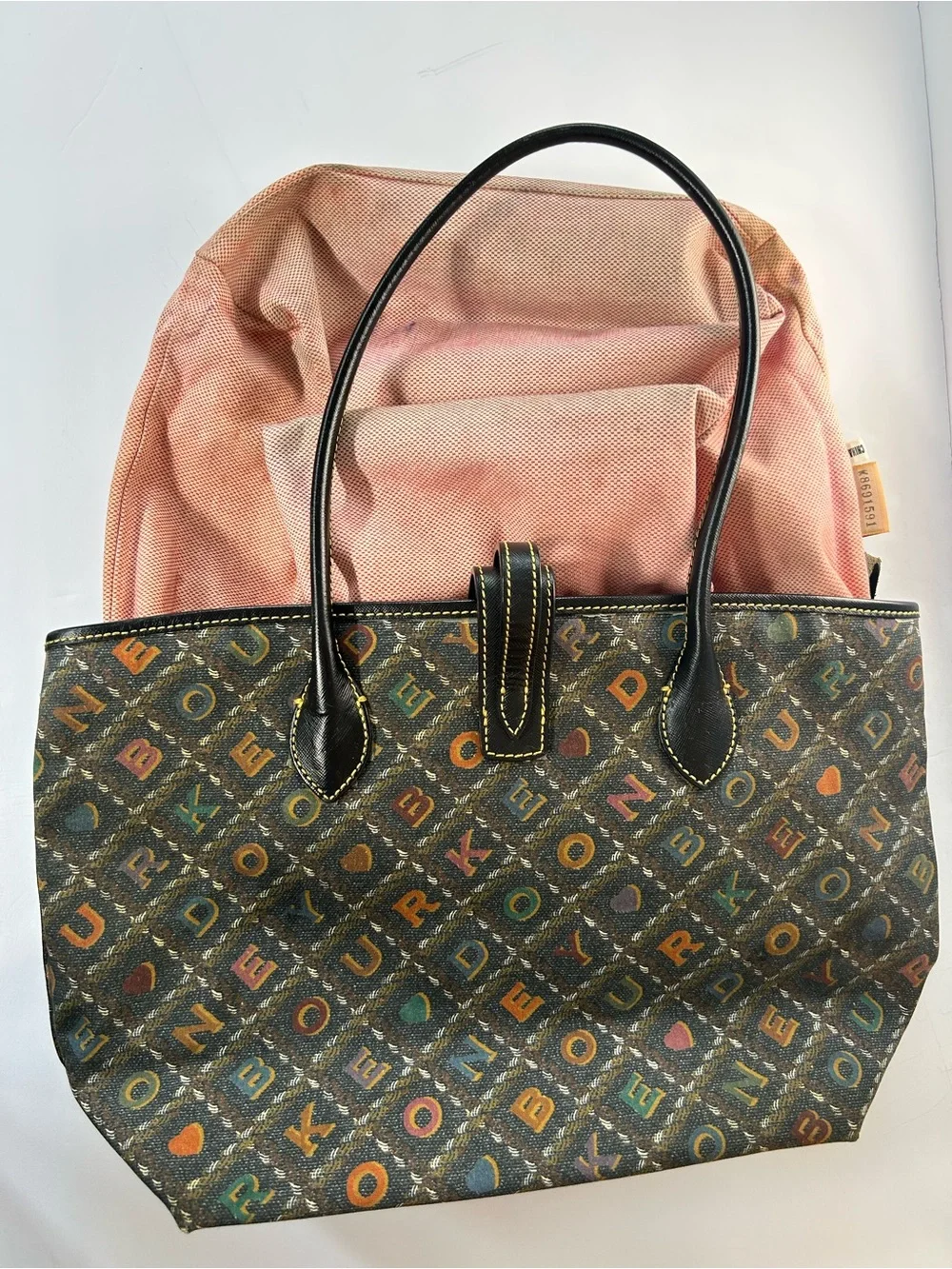 Dooney & Bourke Multicolor Monogram Tote with Black Trim